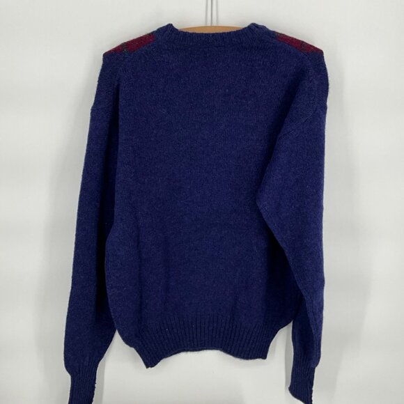 Shannon 100% Shetland Wool Argyle Sweater Large Mens Blue Green Red Made In Irel - Picture 5 of 6